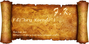 Fábry Kornél névjegykártya
